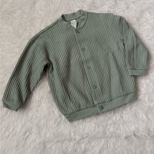 H&M Sage Springtime Gender Neutral Ribbed Cardigan